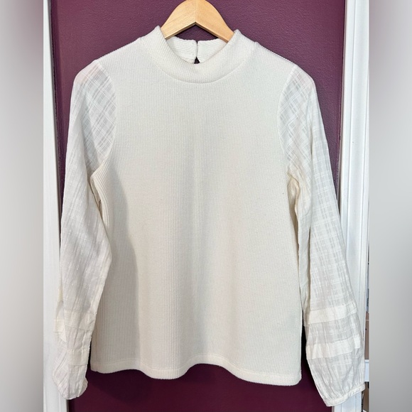 Madewell Tops - Madewell Weave Mix Mock Neck With Bubble Sleeve Size Small